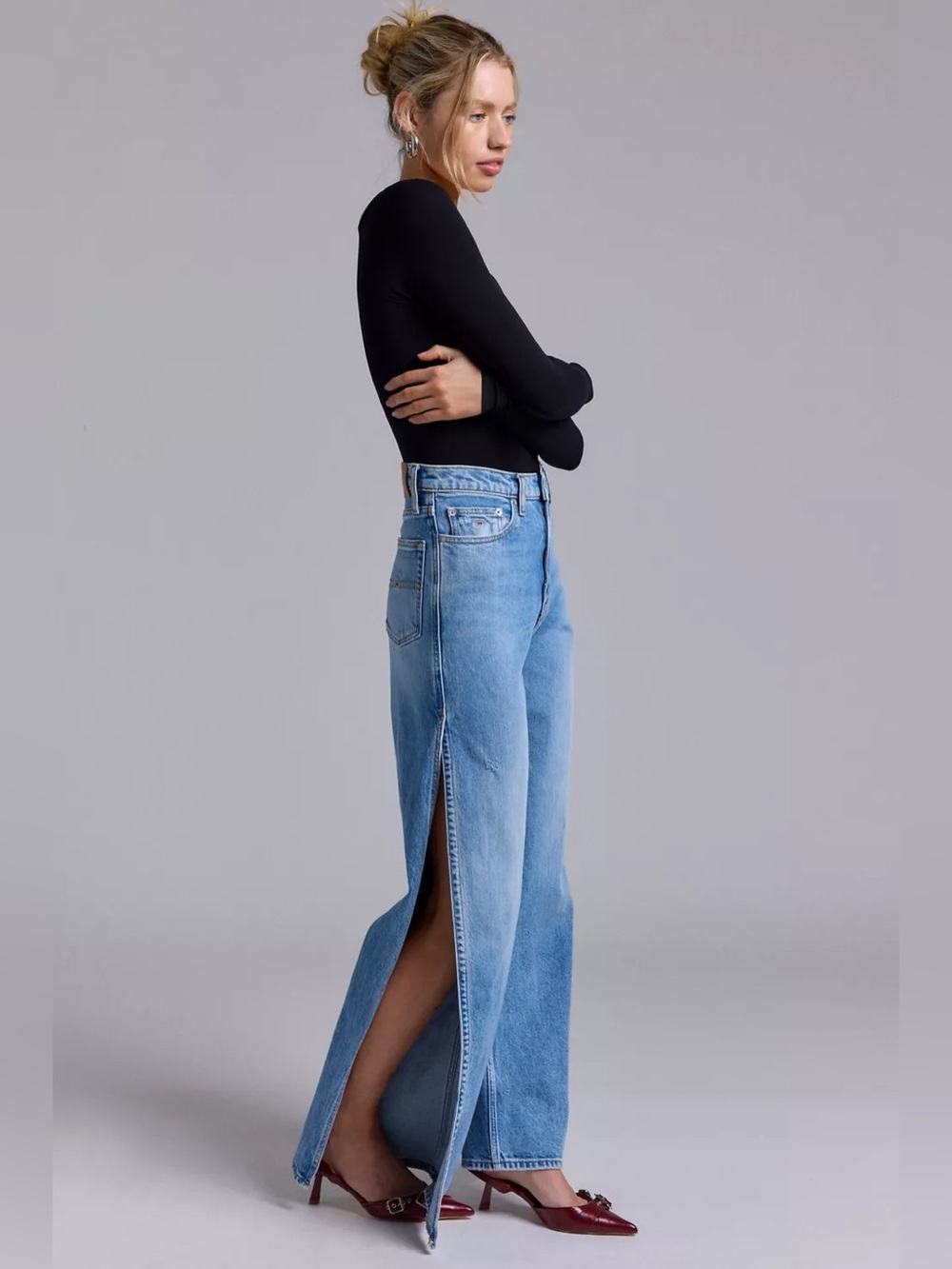 NWT Tommy Jeans Claire High Rise Wide Leg Side-Split Jeans